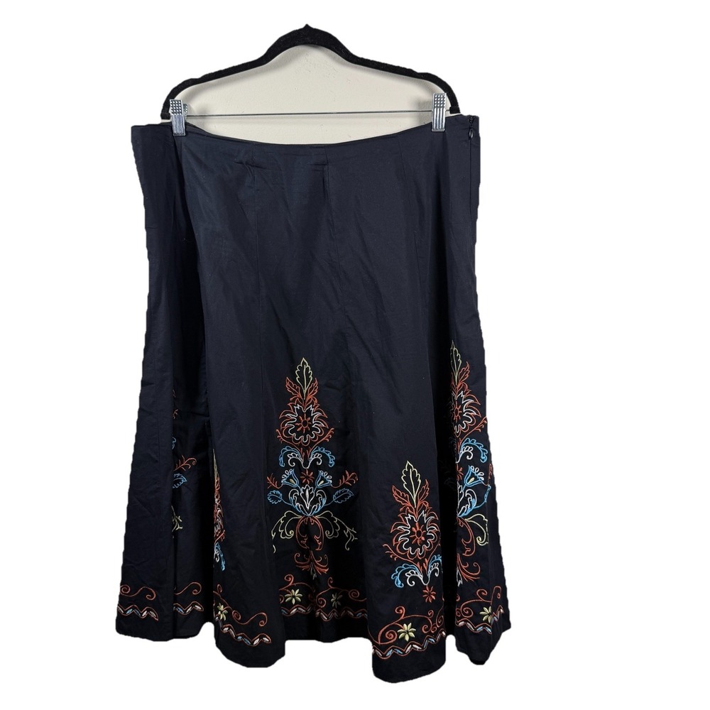Ashley Stewart Womens A Line 18W‎ Gray Embroidered Boho Midi Zip Colorful Whimsy